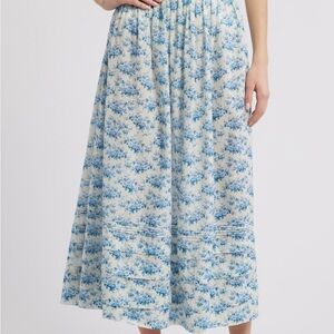 Doen Cream Maxi Skirt with Blue Floral Print
